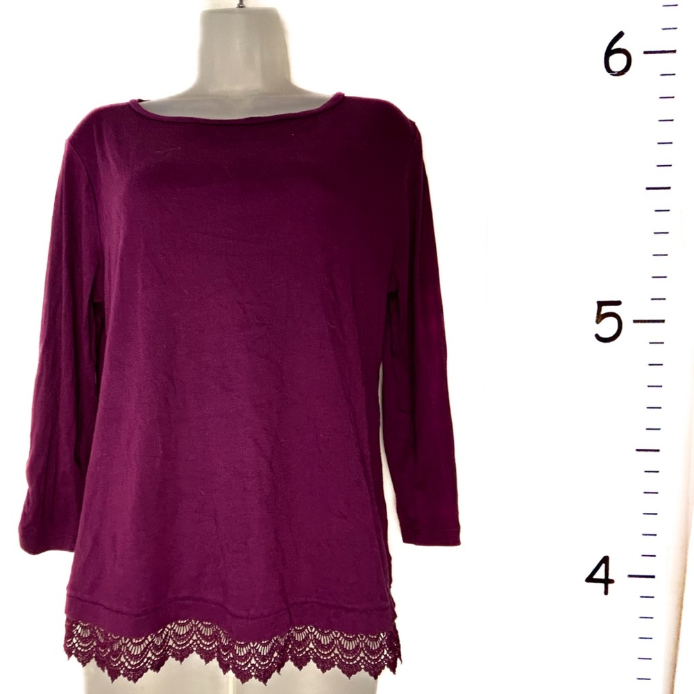 Lands’ End‎ Outfitters Purple Shirt with Lace Hem Medium